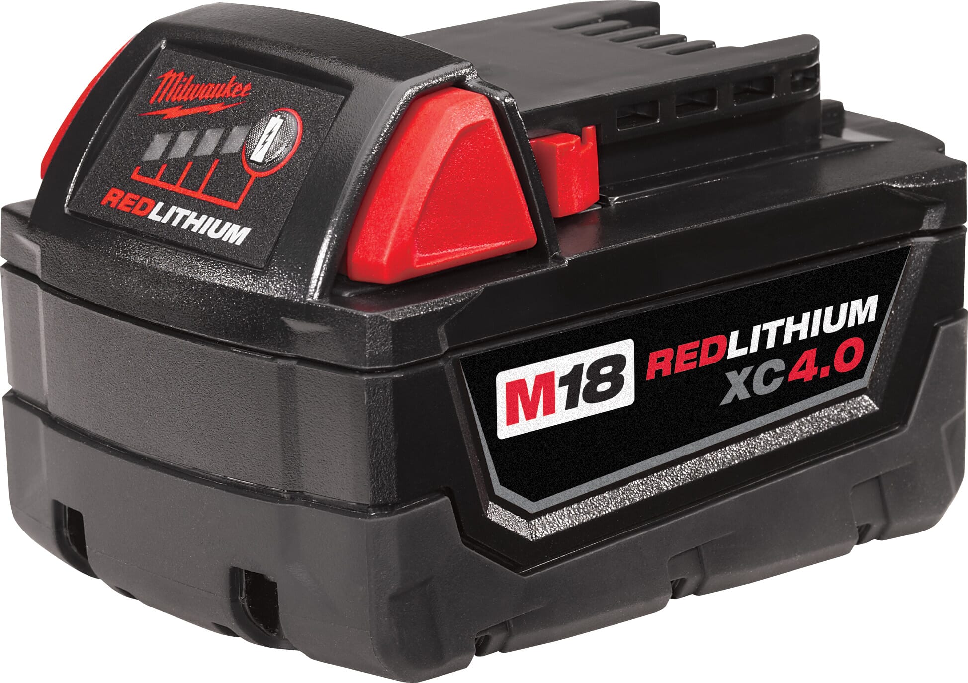 Milwaukee® M18™ REDLITHIUM™ 48-11-1840 Rechargeable Cordless Battery Pack, 4 Ah Lithium-Ion Battery, 18 VDC Charge, For Use With M18™ Cordless Power Tool